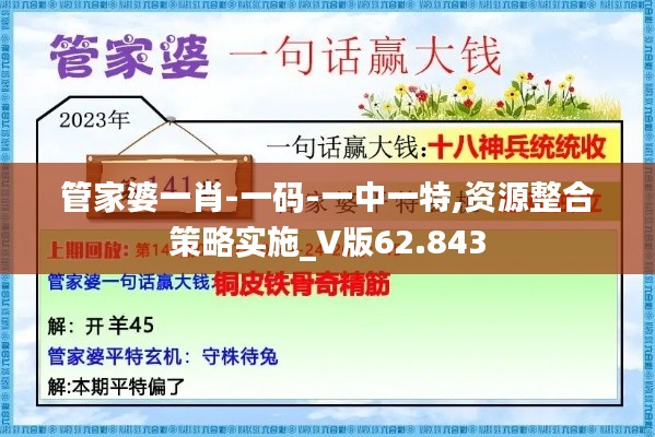 管家婆一肖-一码-一中一特,资源整合策略实施_V版62.843