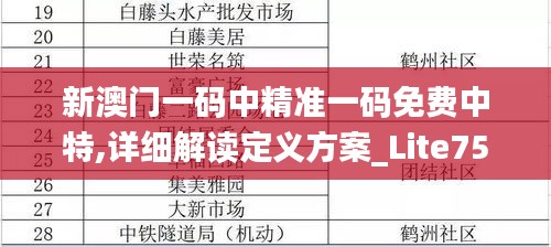 新澳门一码中精准一码免费中特,详细解读定义方案_Lite75.594