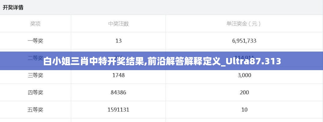 白小姐三肖中特开奖结果,前沿解答解释定义_Ultra87.313