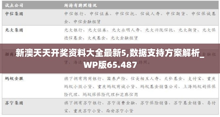 新澳天天开奖资料大全最新5,数据支持方案解析_WP版65.487