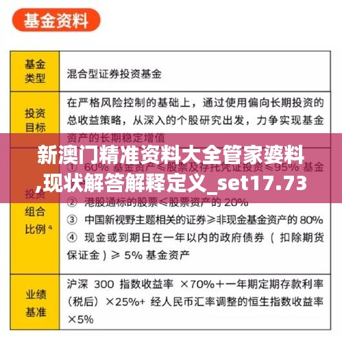 新澳门精准资料大全管家婆料,现状解答解释定义_set17.731