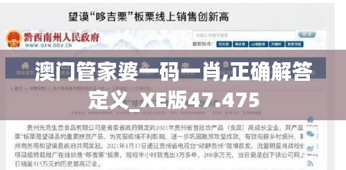 澳门管家婆一码一肖,正确解答定义_XE版47.475