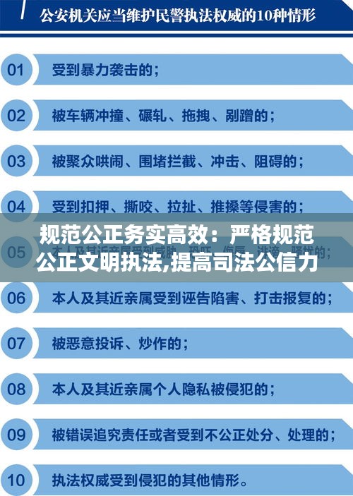 规范公正务实高效：严格规范公正文明执法,提高司法公信力,是维护 