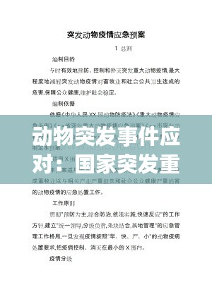 动物突发事件应对：国家突发重大动物疫情应急预案 