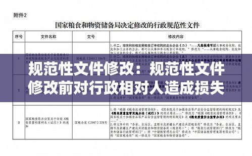 规范性文件修改：规范性文件修改前对行政相对人造成损失的怎么办 