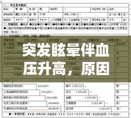 突发眩晕伴血压升高，原因解析、应对方法与预防策略全解析