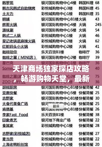 天津商场独家探店攻略，畅游购物天堂，最新指南全掌握！