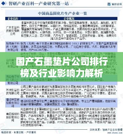 国产石墨垫片公司排行榜及行业影响力解析